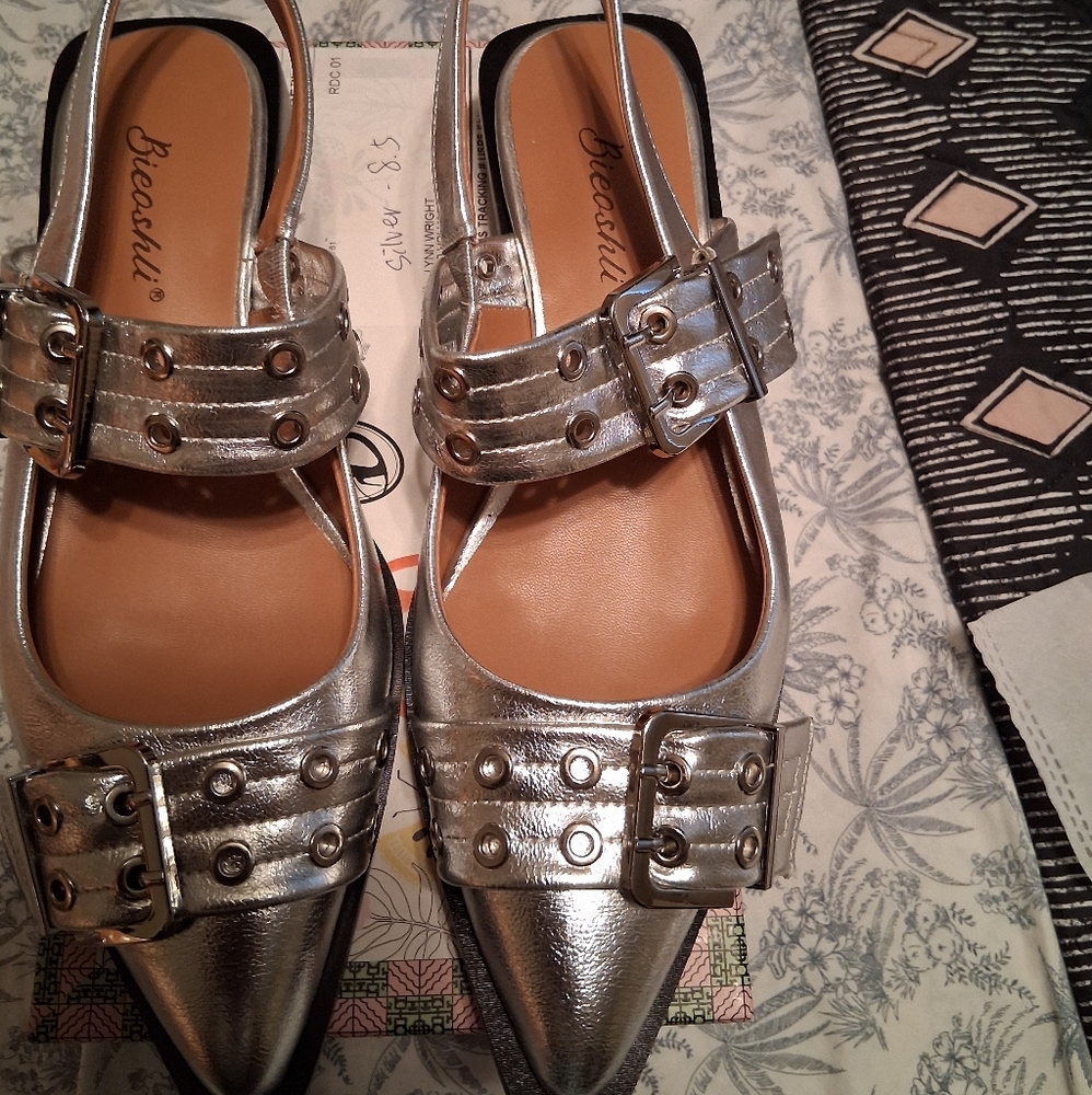 Chic SILVER Buckled Flats for Women